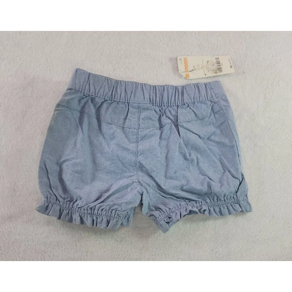 Gymboree 5T Girls Light Blue Denim Look Shorts Pink Strawberries NWT Read Desc